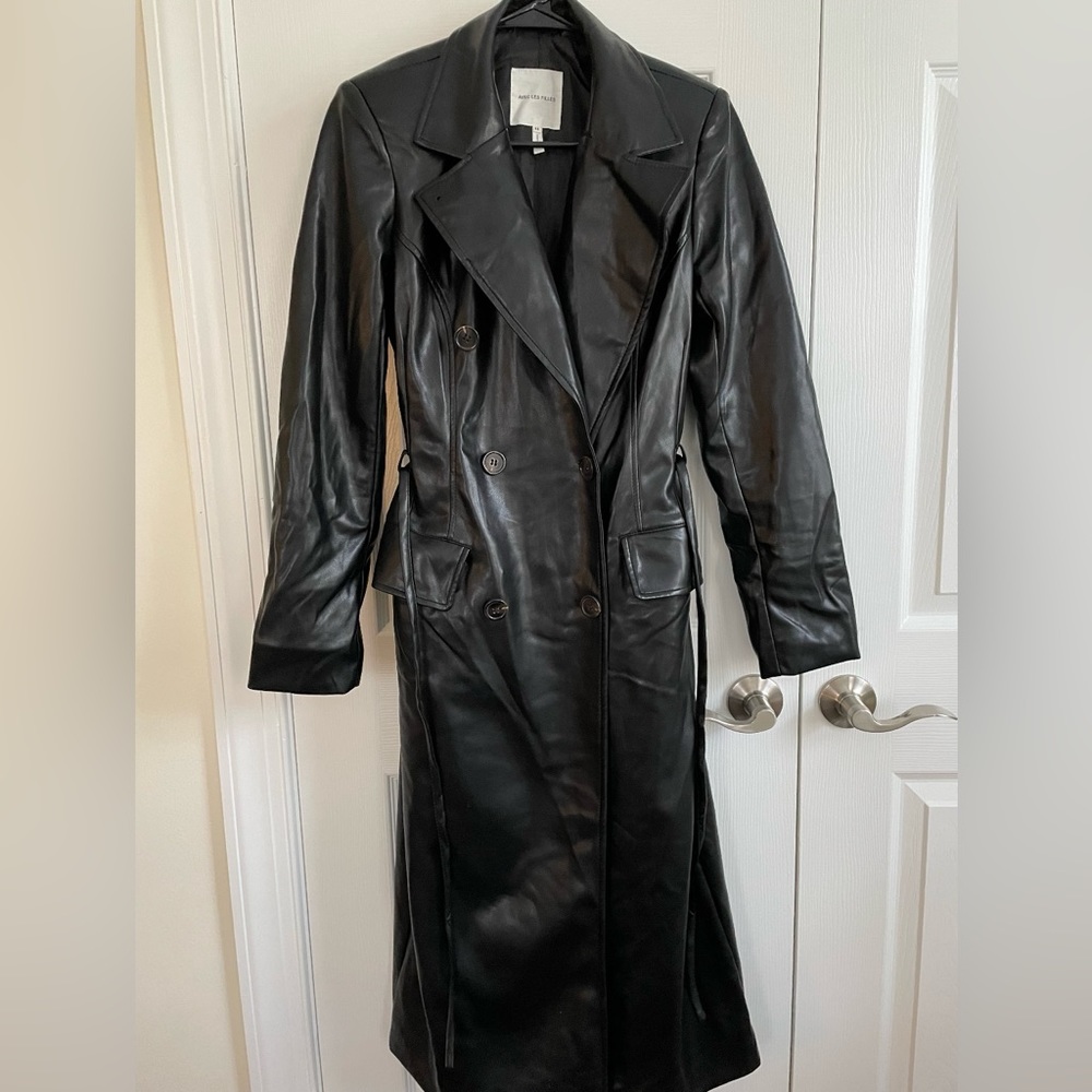 Avec Les Filles Faux Leather Trench Coast from Anthropologie